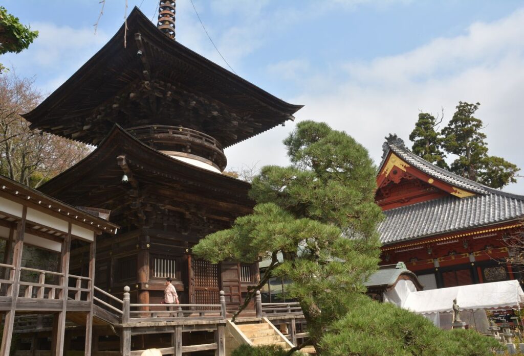 雨引観音の多宝塔（左）と本堂＝桜川市本木