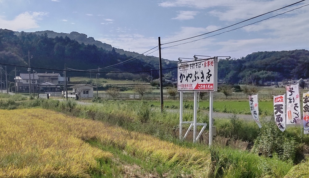 県道沿いにあるこの看板が目印です。