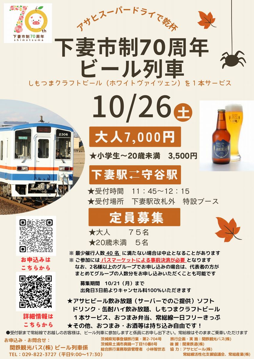 関東鉄道常総線ビール列車のポスター（関東鉄道提供）