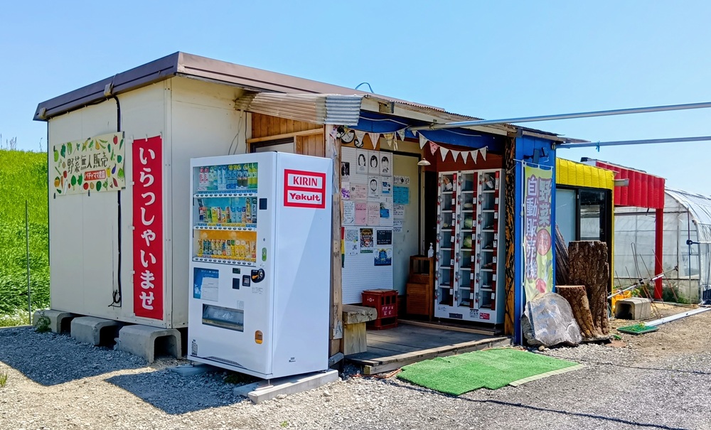 大形橋のたもとにある無人直売所。季節によって営業時間が変わります。（営業時間はインスタグラムで確認してください）