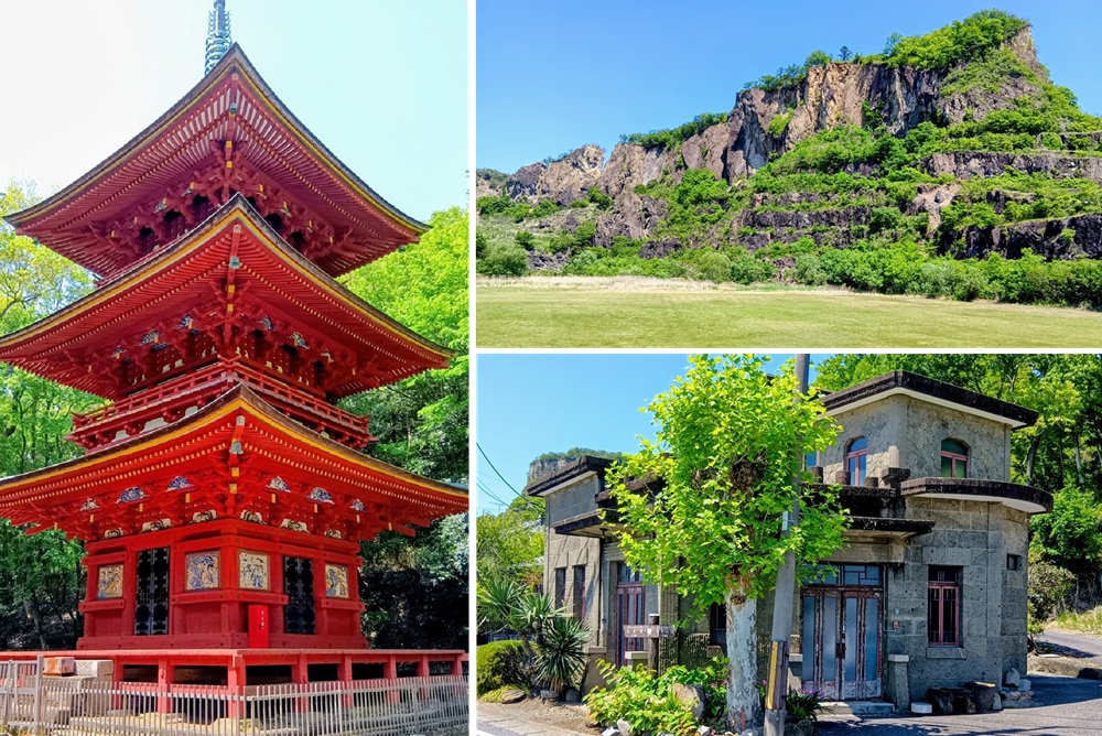 日本三大霊山「岩船山」高勝寺三重塔が見事です。