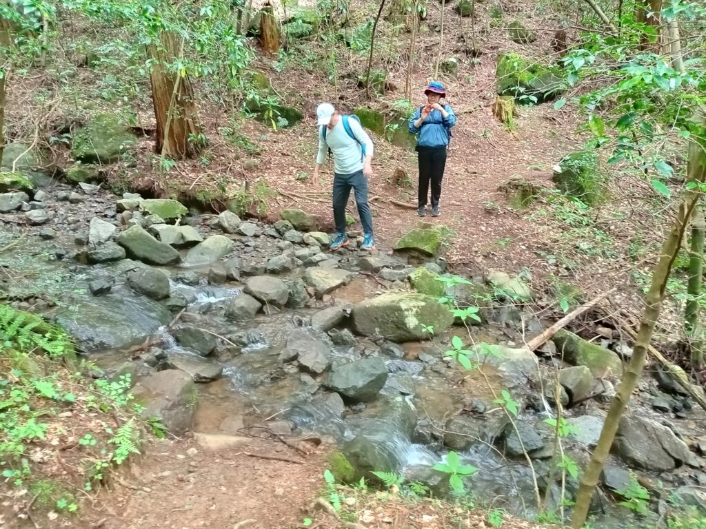 沢を渡ります