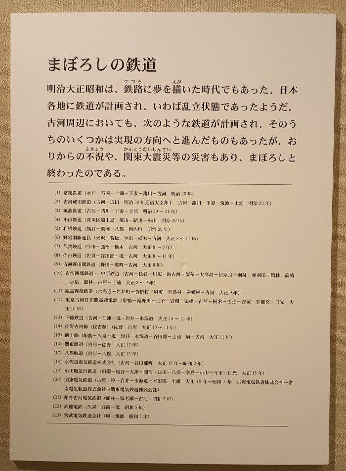 古河周辺で浮上した「幻の鉄道計画」の一覧