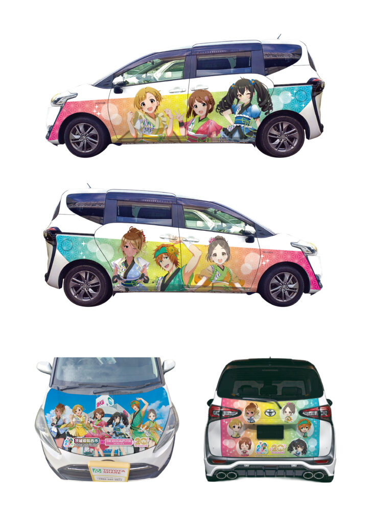 カーシェアされるコラボオリジナルデザインの「シエンタ」（筑西市提供）