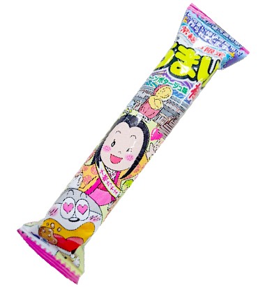 常総市合併20周年記念パッケージの「うまい棒」（関東鉄道提供）