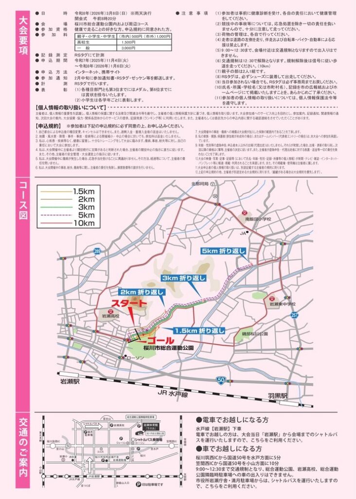 桜川市さくらマラソン大会のパンフレット