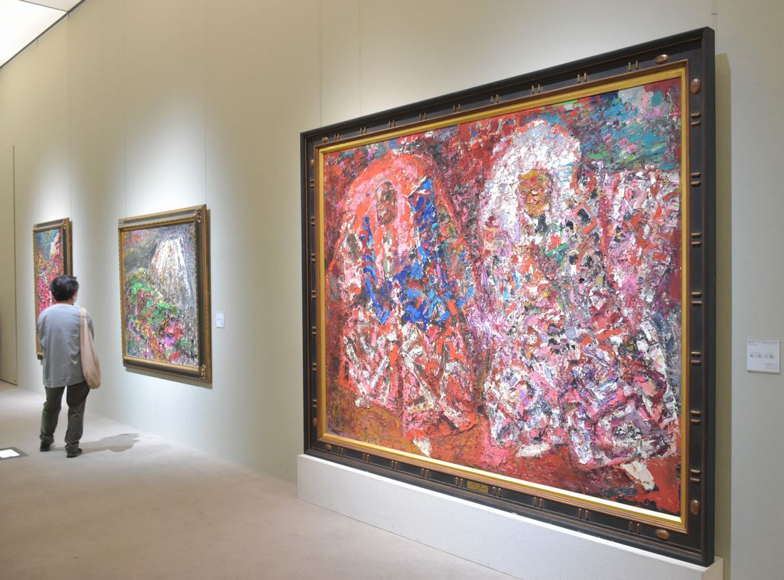 森田茂氏の大作「黒川能（石橋）」＝筑西市丙