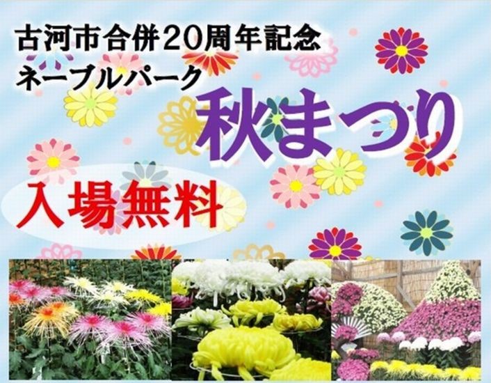 古河市のネーブルパーク秋まつりのチラシ（部分）