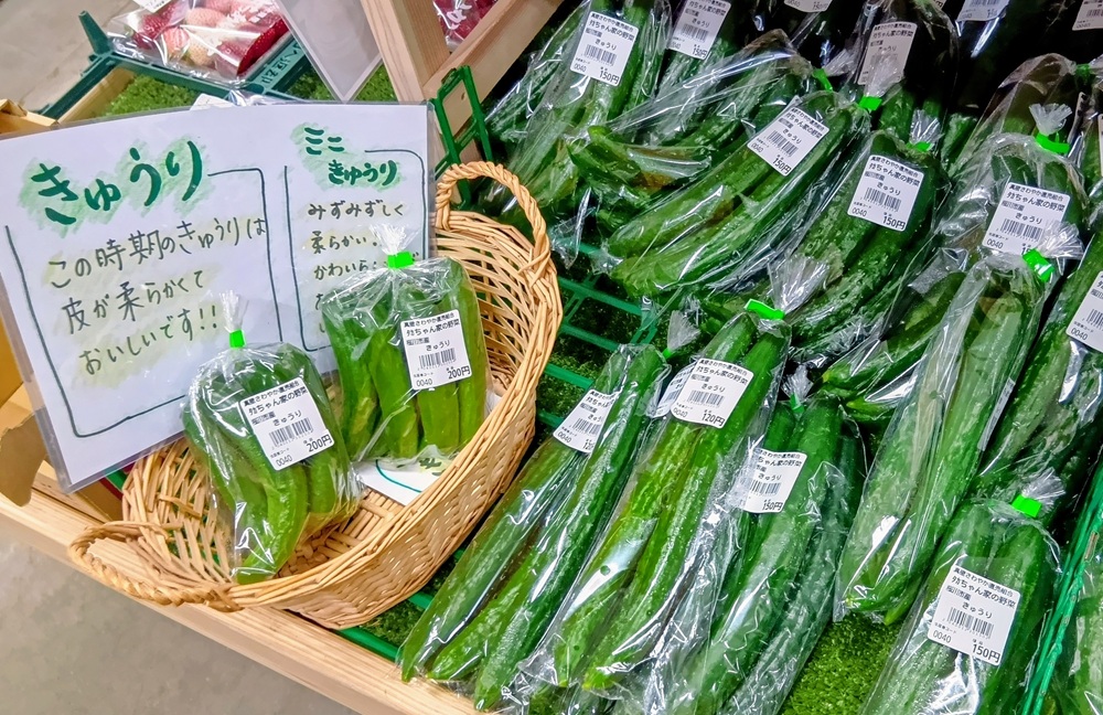直売所で売られているキュウリ
